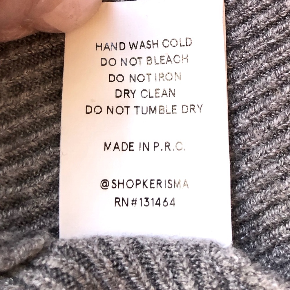 Soft & cozy gray sweater with batwing sleeves, boat neck, & shirttail hem - Picture 9 of 15